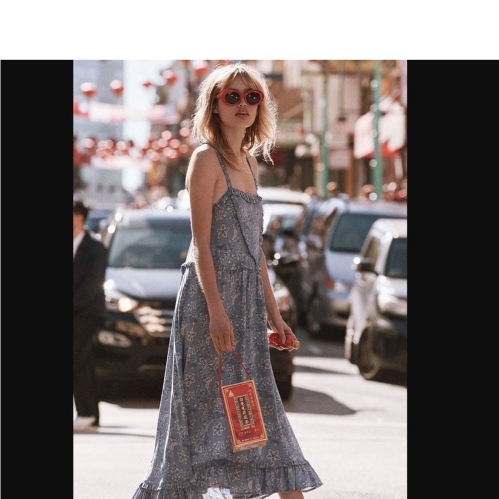 Spell Celestial strappy Midi Dress Blue HTF sz L - Picture 7 of 10